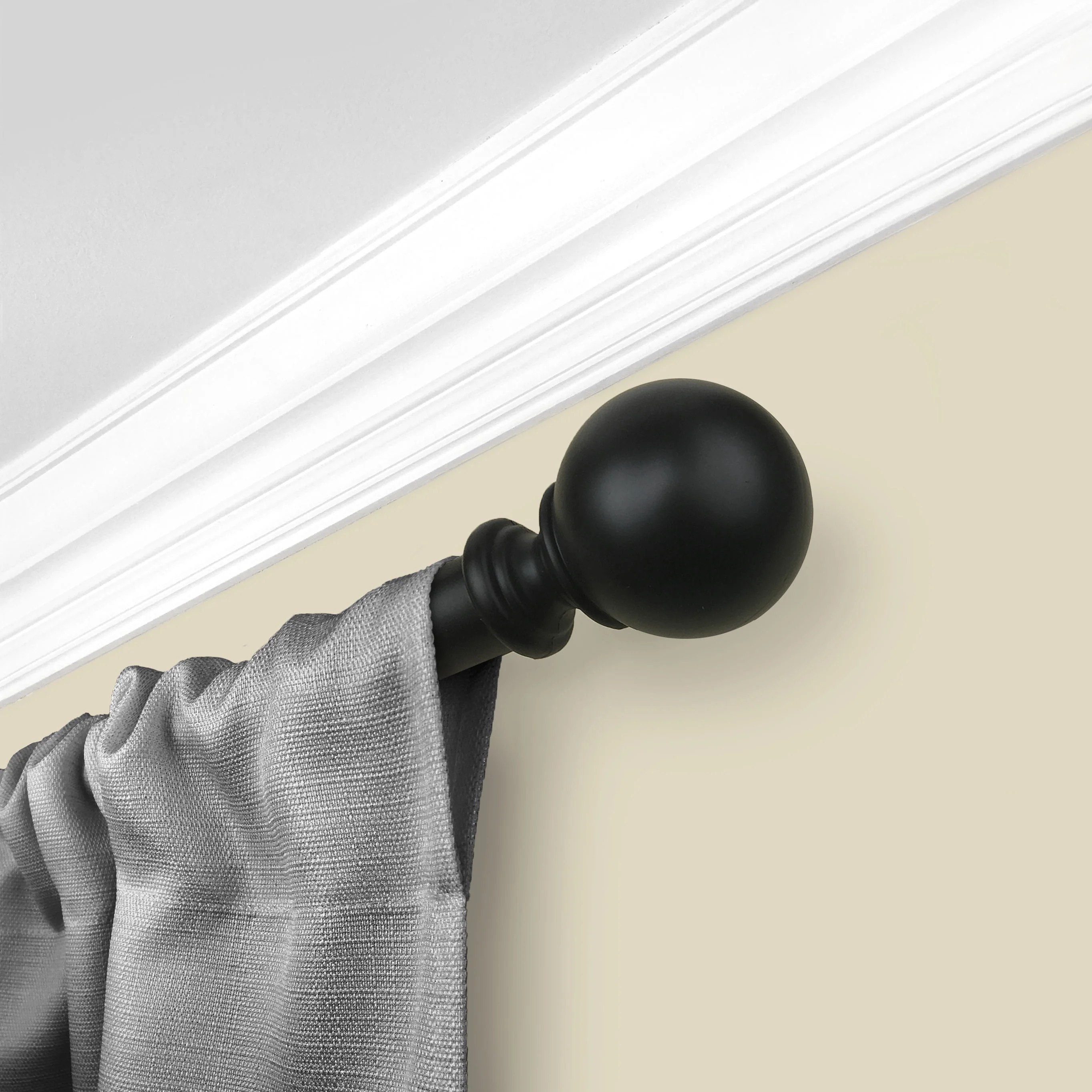 Mainstays 1" Diameter Decorative Curtain Rod with Ball Finial, Black, 84-120" | Walmart (US)