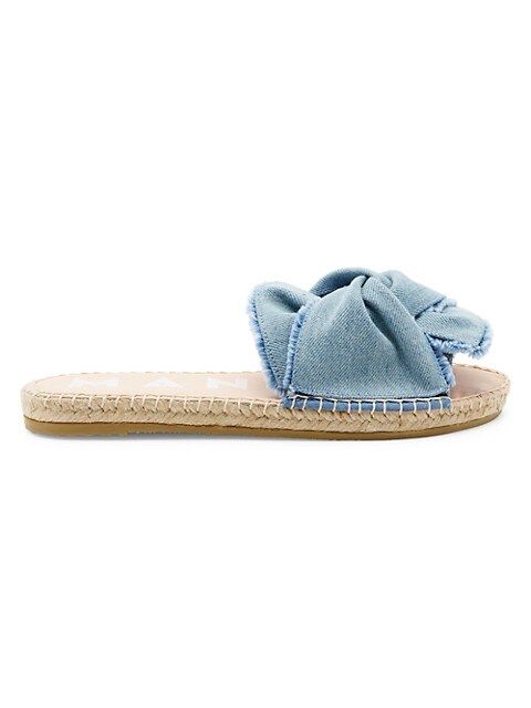 Denim Bow Espadrille Slides | Saks Fifth Avenue