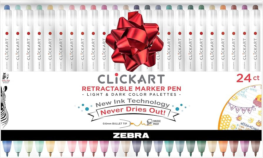 Zebra Pen CLiCKART Retractable Felt Tip Pen, Assorted Ink Colors, 0.6mm Fine Point, Moisture Abso... | Amazon (US)