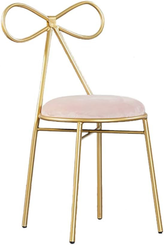 Dressing Table Makeup Chair Household Restaurant Iron Art Dining Chair Girl Bedroom Bow Tie Armch... | Amazon (US)