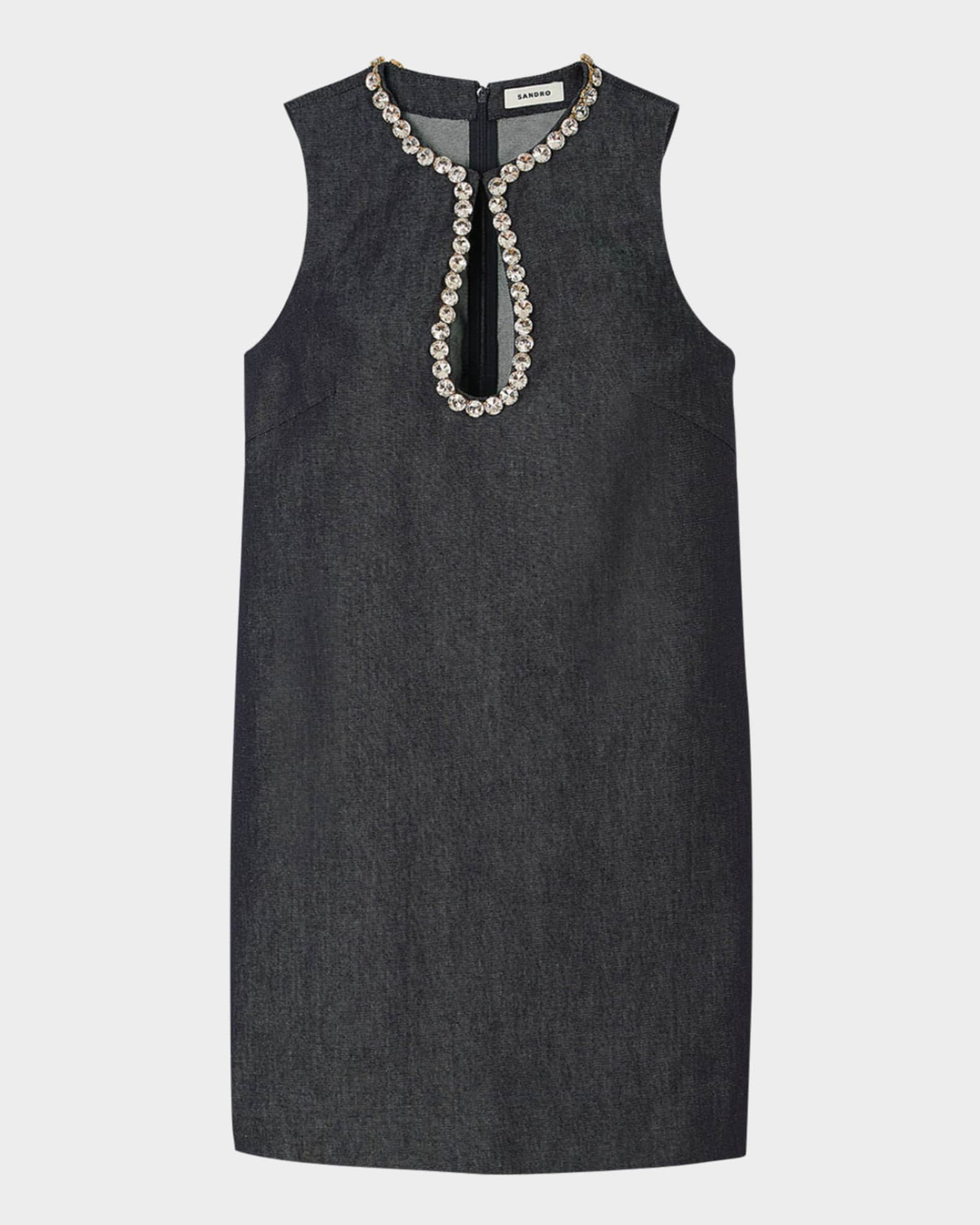 Twiggy Embellished Denim Mini Dress | Neiman Marcus