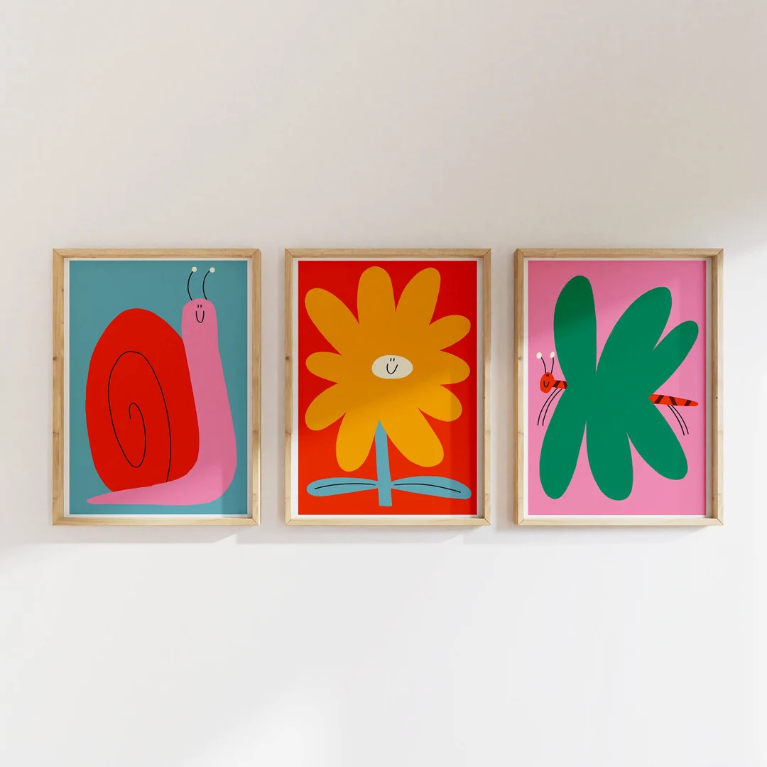 Cute Colourful Animal Prints, Animal Block Print, Playroom Wall Decor, Kid’s Wall Art, Baby Ani... | Etsy (US)