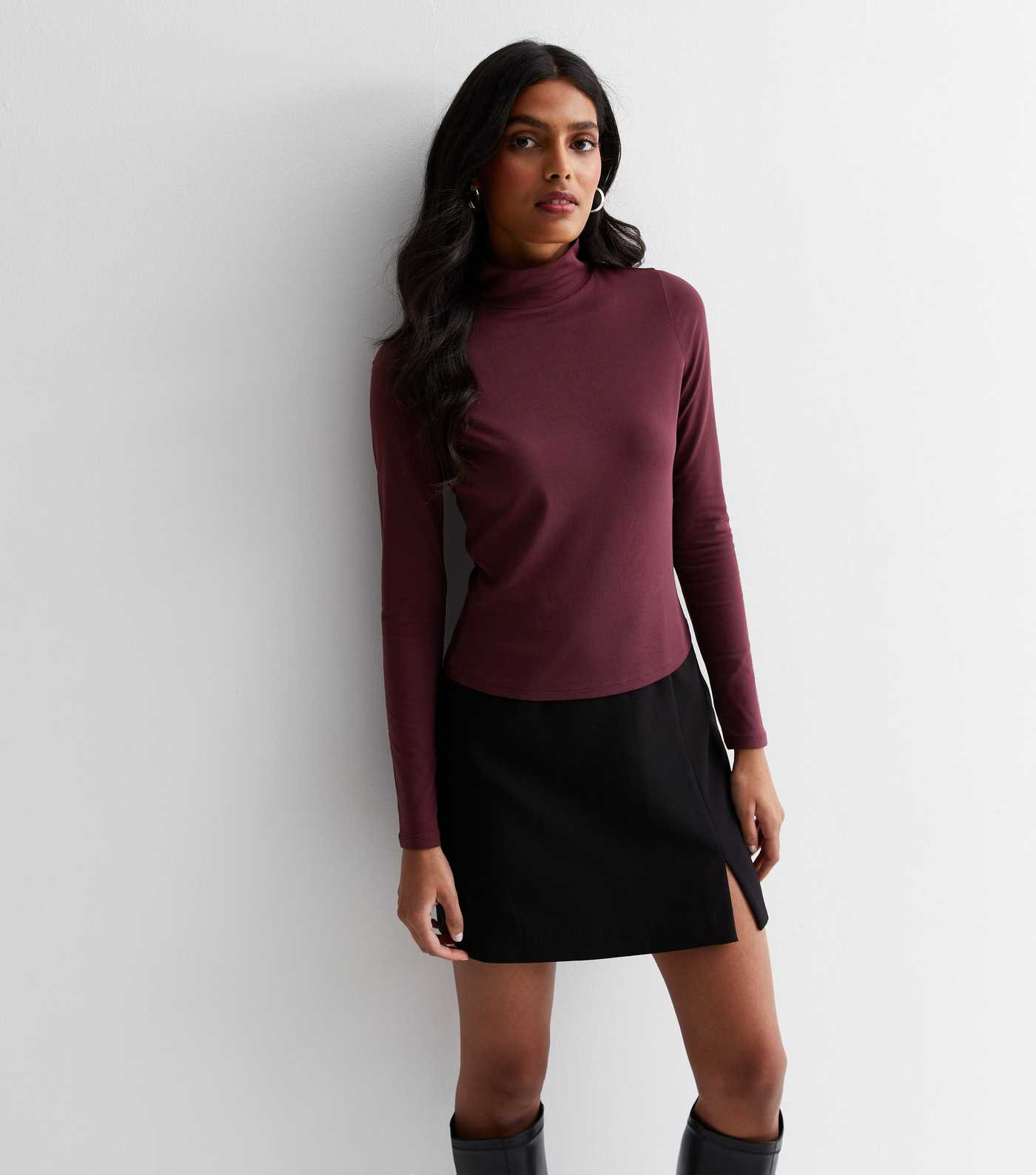 Burgundy High Neck Long Sleeve Top
						
						Add to Saved Items
						Remove from Saved Items | New Look (UK)