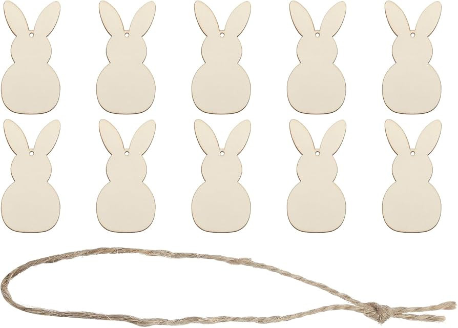 sourcing map 10 Pcs Wooden Easter Ornaments Paintable Wooden Rabbit Crafts for DIY Party Wedding ... | Amazon (UK)
