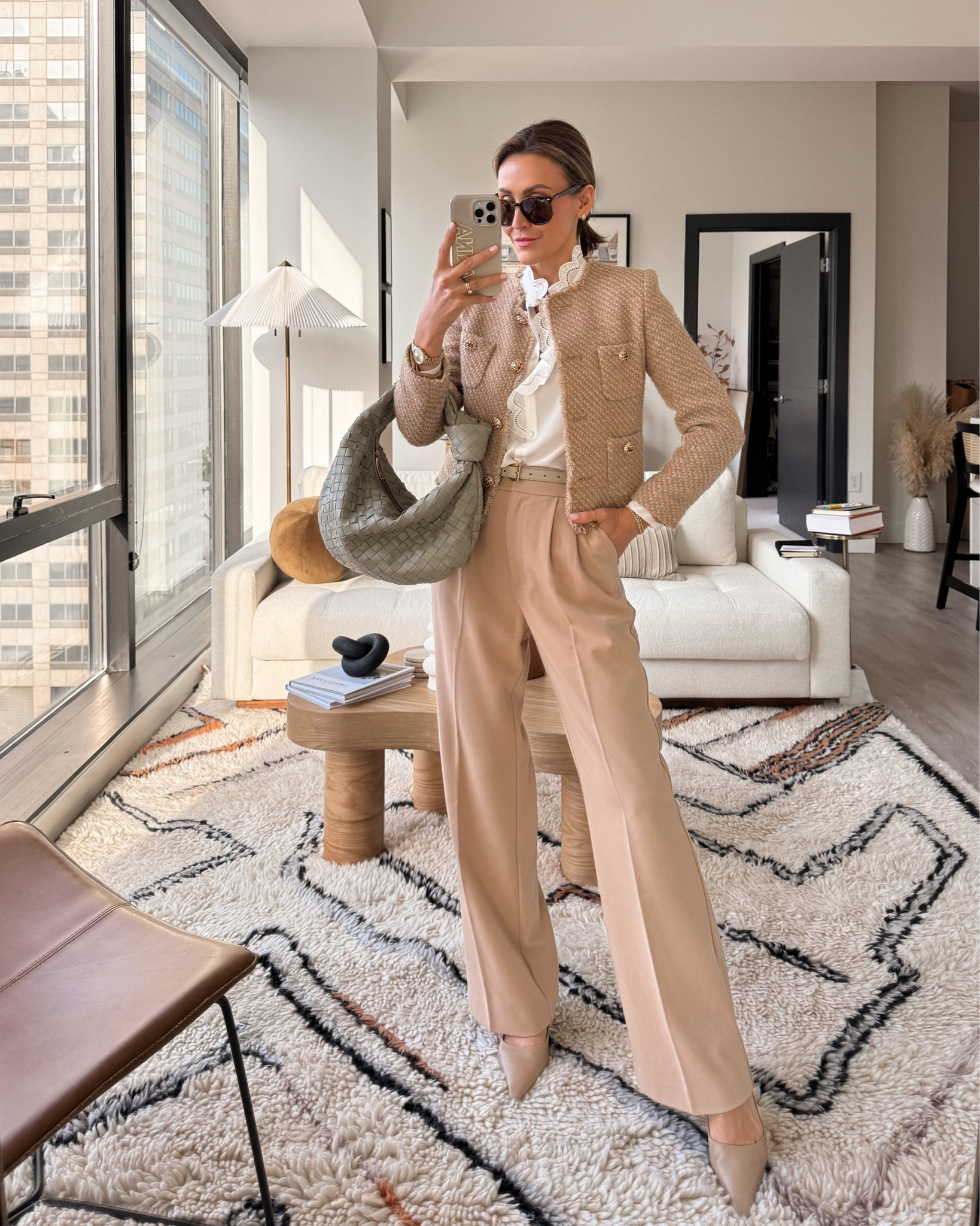 Book club outfit 
Size 2 on shortie pants
Bag color travertine 
Size 2 on silk shirt 

#LTKshoecrush #LTKstyletip #LTKitbag