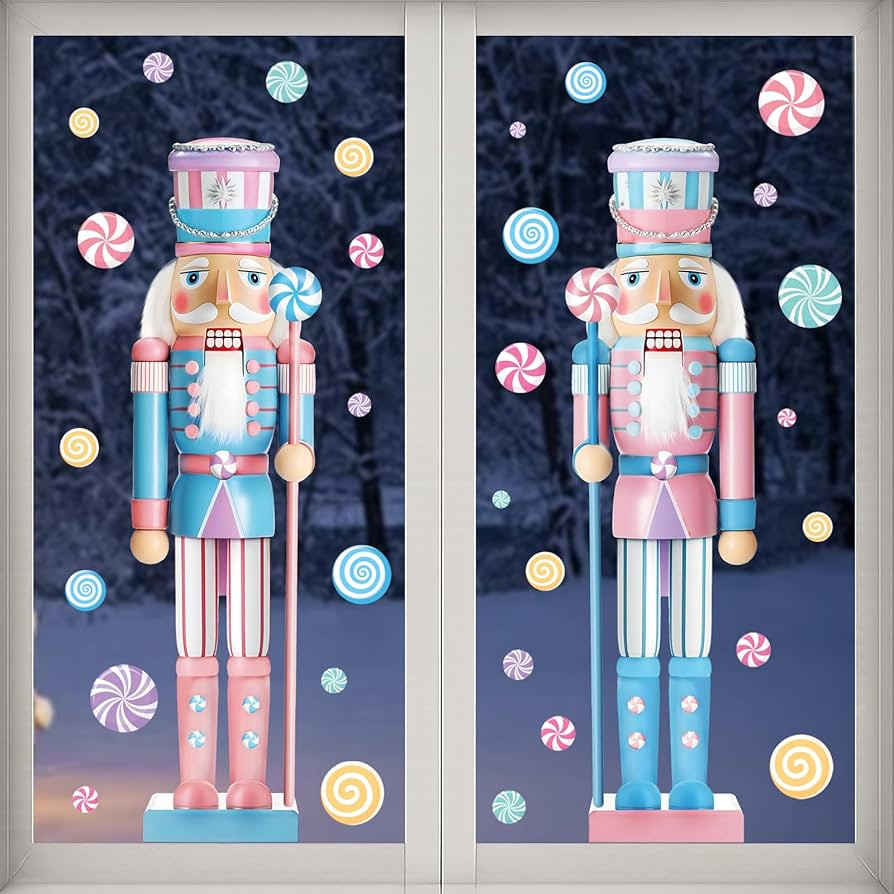 Ivenf Christmas Window Clings Decorations: 2 Sheets Extra Large 3D-Effect Nutcracker Soldiers Chr... | Amazon (US)