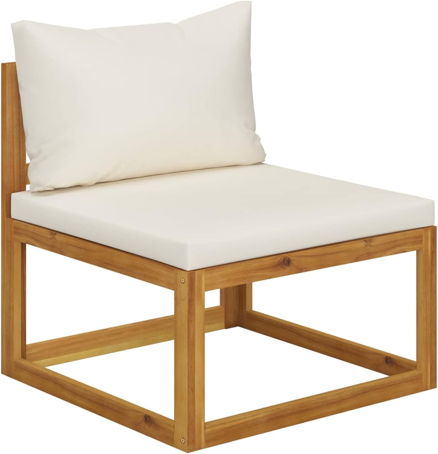 Tidyard 2 Piece Patio Sofa Set Middle Sofa with Coffee Table and Cream White Cushion Acacia Wood ... | Amazon (US)