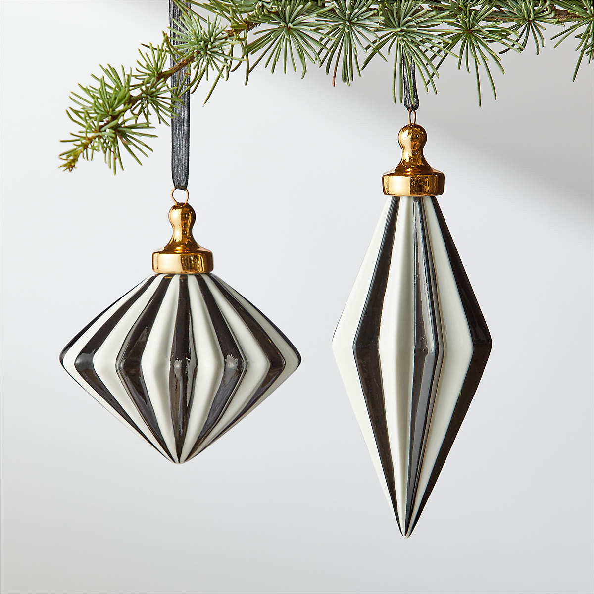 Bordeaux Black and White Christmas Ornament Wide + Reviews | CB2 | CB2