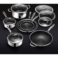 HexClad 13 Piece Hybrid Stainless Steel Cookware Pan Set with Glass Lids | Stay Cool Handle, Non-Stick, Non-Toxic, Dishwasher, Oven Safe | HexClad Cookware (US)