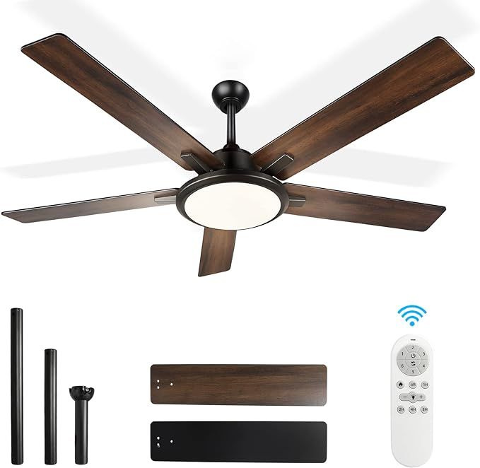 OUTON 52" Ceiling Fans with Lights and Remote, LED Dimmable Modern Ceiling Fan with 3 Color Tempe... | Amazon (US)