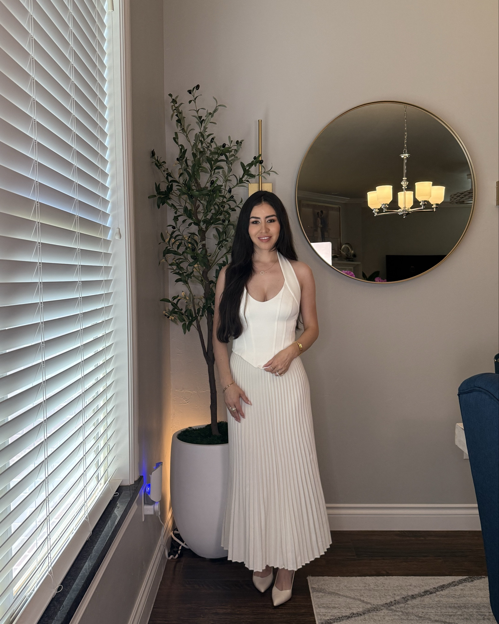 Meshki  pleated suited maxi skirt- ivory and Meshki top
Meadow corset halter - white

#LTKStyleTip #LTKU