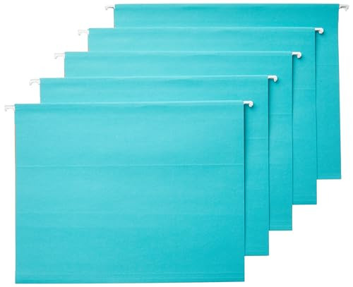 Amazon Basics Hanging File Folders, Letter Size, Aqua, 25-Pack | Amazon (US)