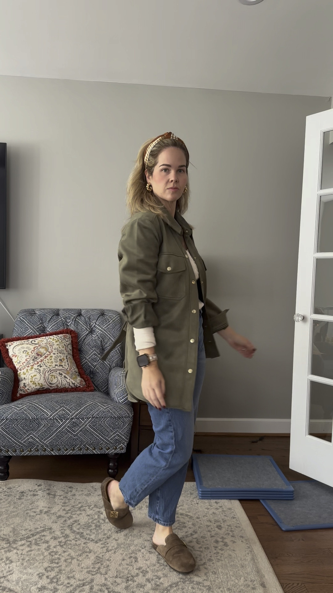 Out of the way Athleisure. I’m getting dressed today. 

Jean- true to size
jacket - size down
Henley- true to size but can stretch so I sized down. 
Mules- true to size 

#LTKSaleAlert #LTKStyleTip #LTKSeasonal