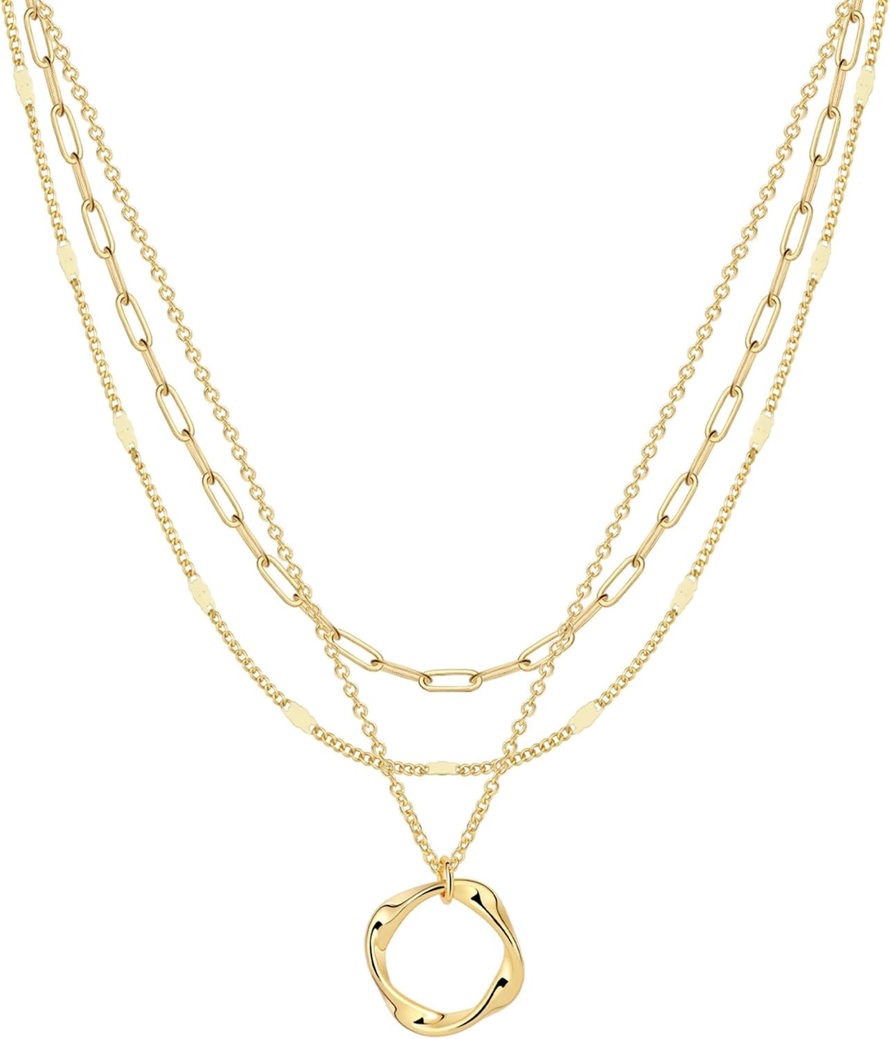 VIROMY Gold Necklace for Women 14k Gold Chain Necklaces Dainty Layered Necklaces Simple Stackable Pendant Necklaces Herringbone Cuban Paperclip Chain Gold Choker Necklaces Gold Jewelry for Women | Amazon (US)