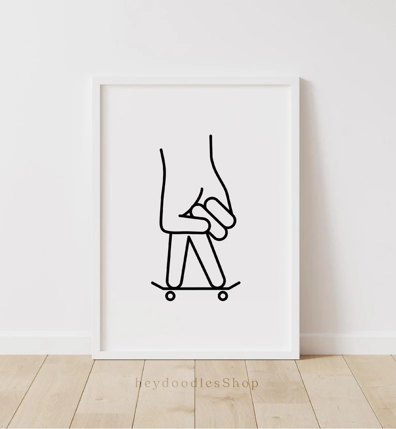 Skateboarding Print, Teenage Boy Bedroom Decor, Printable Wall Art, Playroom Decor, Skateboard Pr... | Etsy (US)