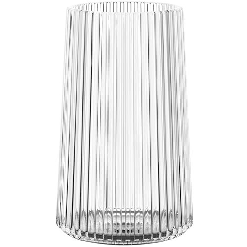 MARTAGE Clear Glass Vase for Flower, Flower Vase for Bouquet, Modern Glass Vases, Ribbed Vases for Living Room, Bedroom, Dining Table, Office, Wedding, Centerpieces, 8 Inches | Amazon (US)
