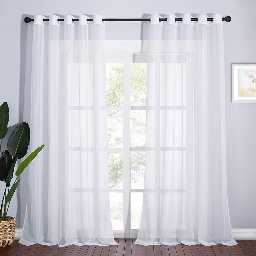 NICETOWN Sheer Curtains Extra Long and Wide W70 x L108 for Living Room Windows, Grommet Voile She... | Amazon (US)