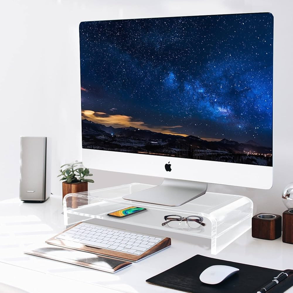 TINOMAR Acrylic Monitor Stand 2 Tier, Computer Monitor Stand Riser for iMac, PC, Desktop, Laptop,... | Amazon (US)