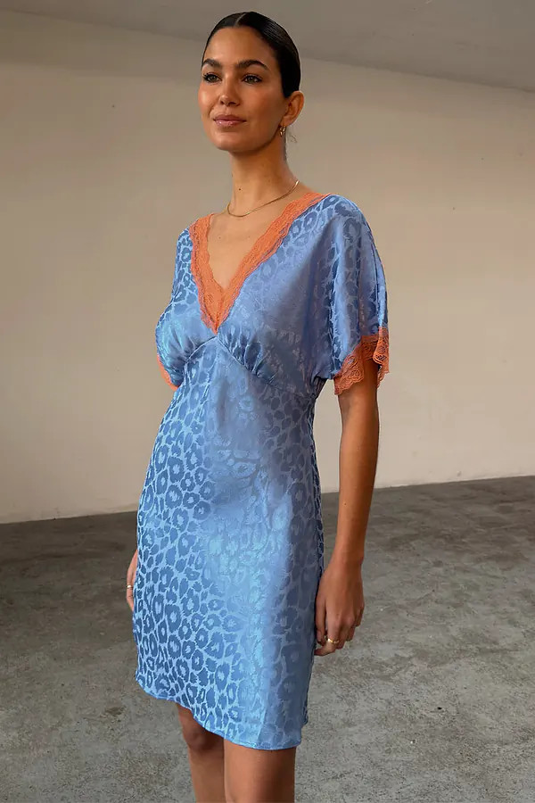 Blue Jacquard Mini Thea Dress | Never Fully Dressed (UK & IE)
