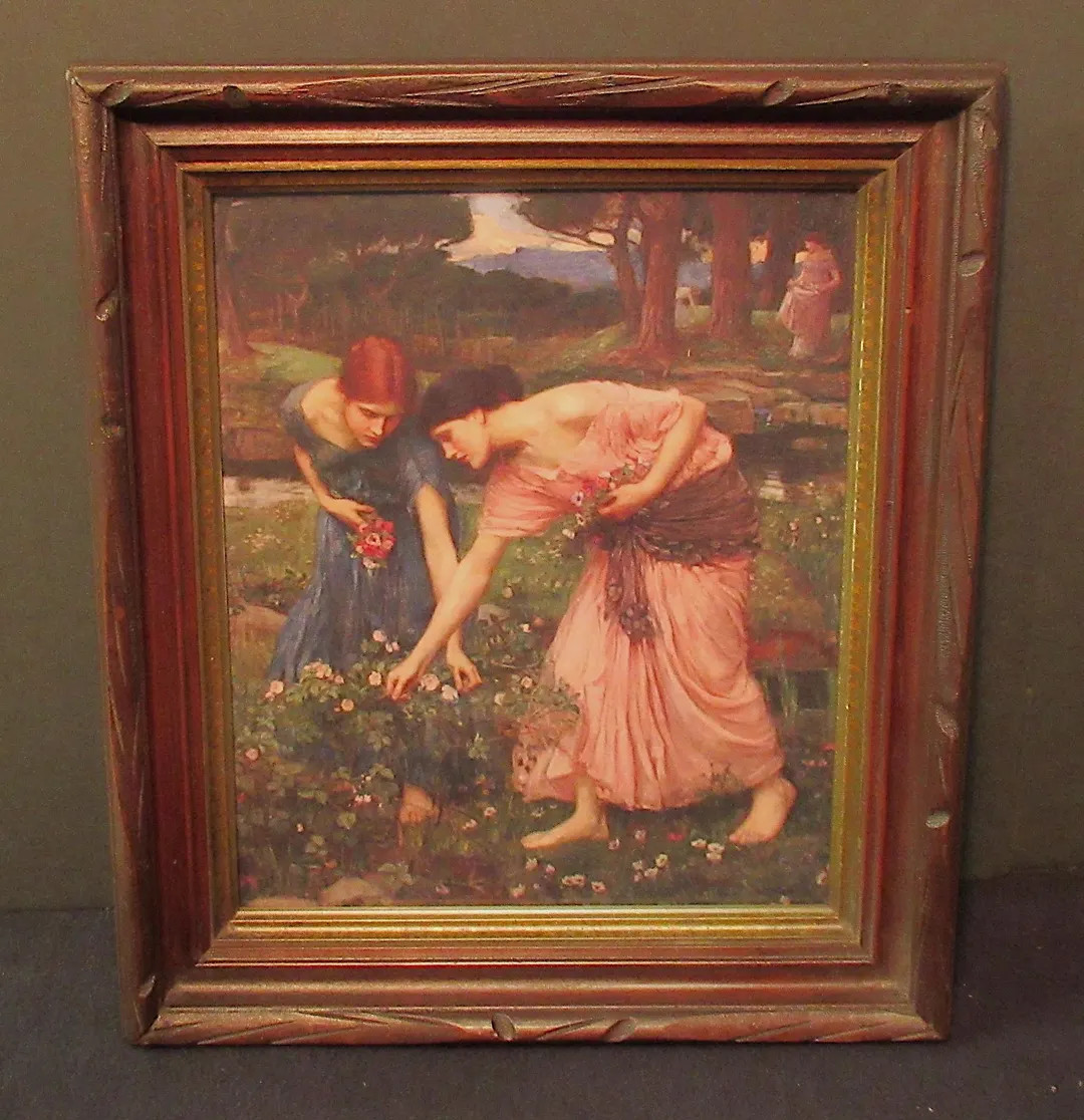 Antique Walnut Frame / Waterhouse Painting Art Print, signed / Preraphialite | Etsy (US)