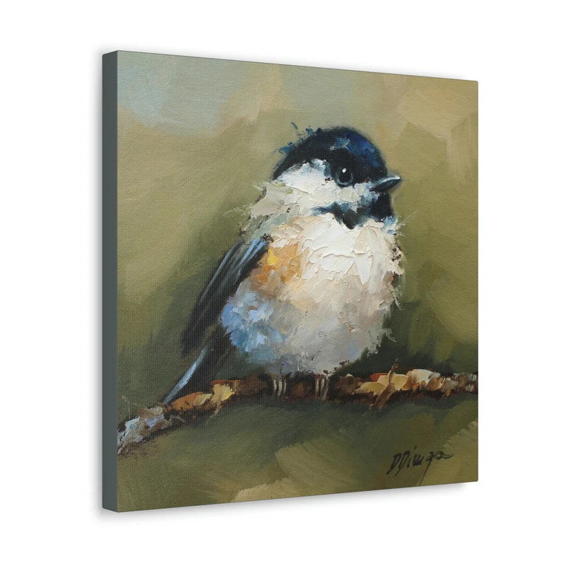 Chickadee Bird Print on Canvas Gallery Wraps Designed of Original Oil Painting by Daiga Dimza - E... | Etsy (US)