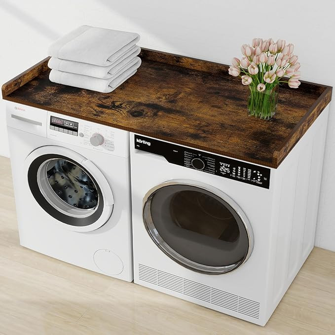 Washer Dryer Countertop, Laundry Wood Shelf Topper with Edge, 27.6" Depth x 54" Width Cover Guard... | Amazon (US)