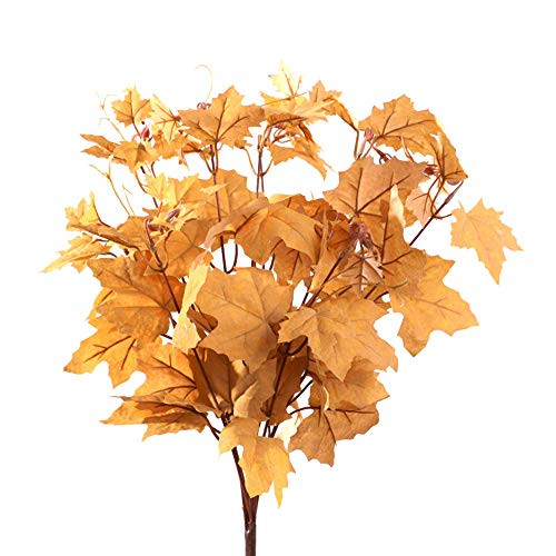UNIE 2Pcs Artificial Maple Leaves Branches Autumn Leaves, Fall Maple Leaf Stem for Home Kitchen Thanksgiving Table Centerpieces Decoration | Amazon (US)