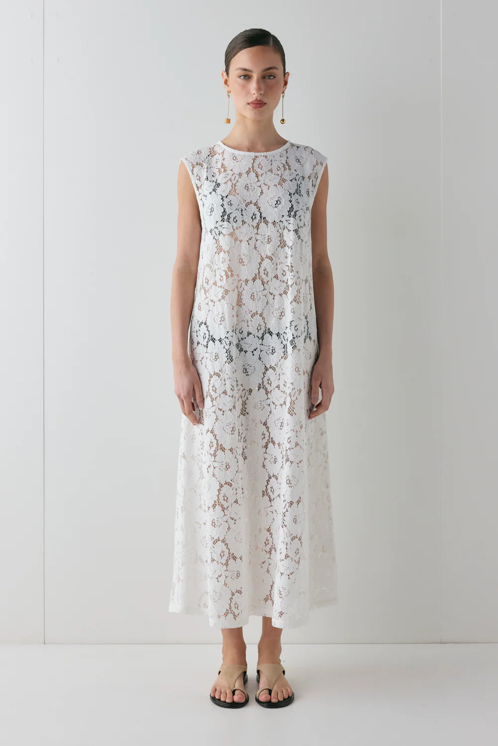 Maya Lace Midi Dress White | VRG Grl