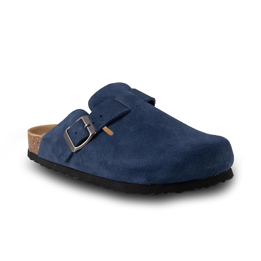 Women's Suede Clogs Slip-On Buckle Slides Leather Mules Cork Footbed Sandals Potato Shoes with Ar... | Amazon (US)