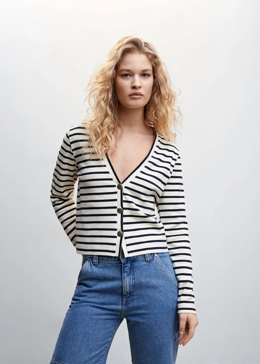 Striped cardigan with buttons | MANGO (US)
