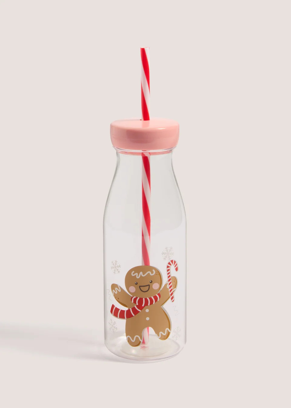 Gingerbread Large Milk Bottle with Straw (25cm x 7cm) | Matalan (UK)