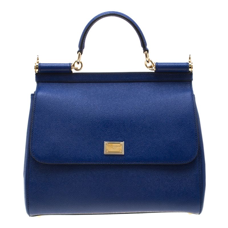 Dolce and Gabbana Blue Leather Miss Sicily Tote | The Luxury Closet
