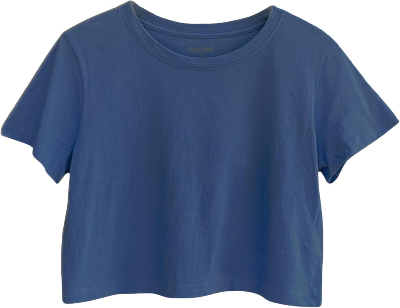 Women's 100% Cotton Boxy Crop Top Round Neck Short Sleeve Casual Cropped Tee T-Shirt | Amazon (US)