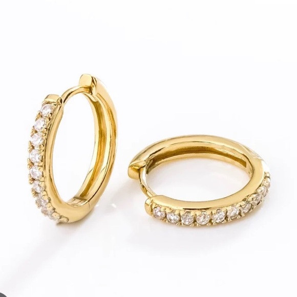 Gold Cake rhinestone Huggies | Poshmark