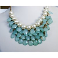 Vintage Pearl & Rhinestone Bib Necklace , 19-22 Inch | Etsy (US)