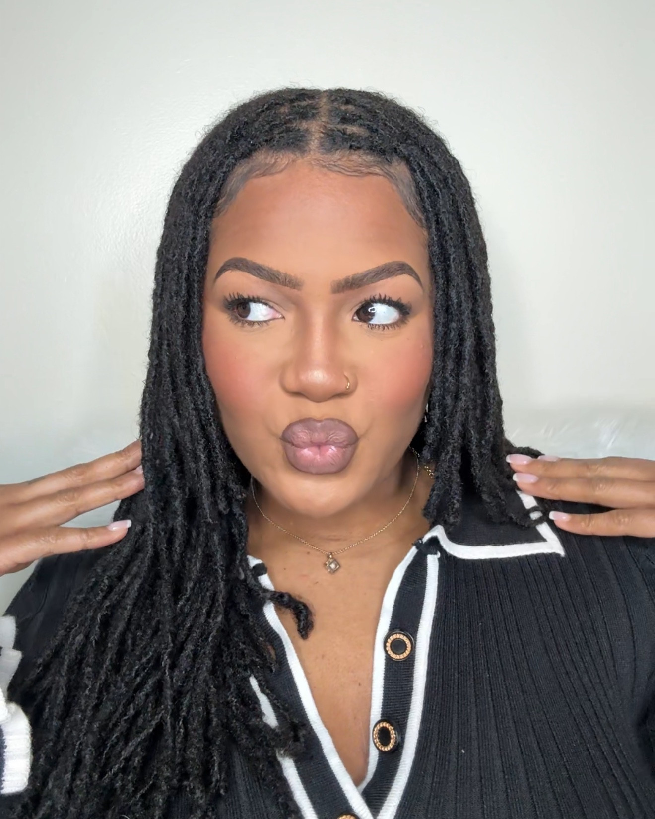 This lip combo was my favorite part of the entire look! I just love a nude lippie. This Morphe lip color pencil & Rare Beauty Matte Cream Lipstick really did their big one. 🤭👄✨ #locs 

#LTKBeauty #LTKMidsize
