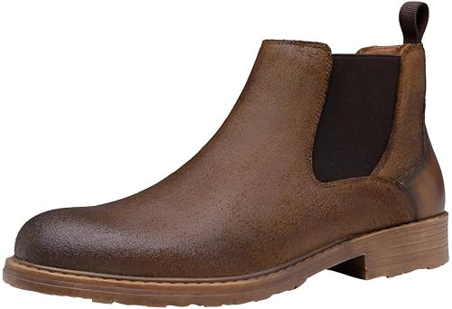 Jousen Men's Chelsea Boots Leather Distressed Boots for Men (AMY8404 brown 11.5) | Amazon (US)