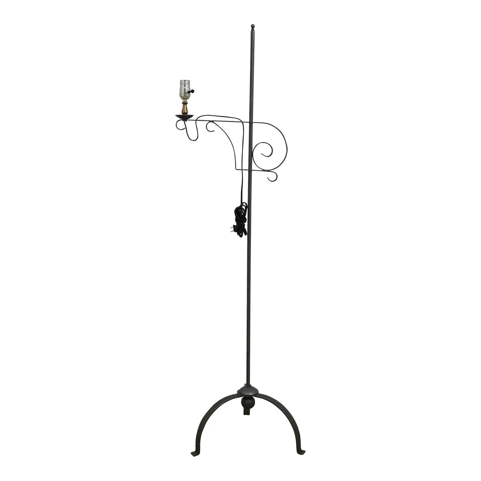 Hand Crafted Wrought Iron Adjustable Arm Primitive Floor Lamp | Chairish