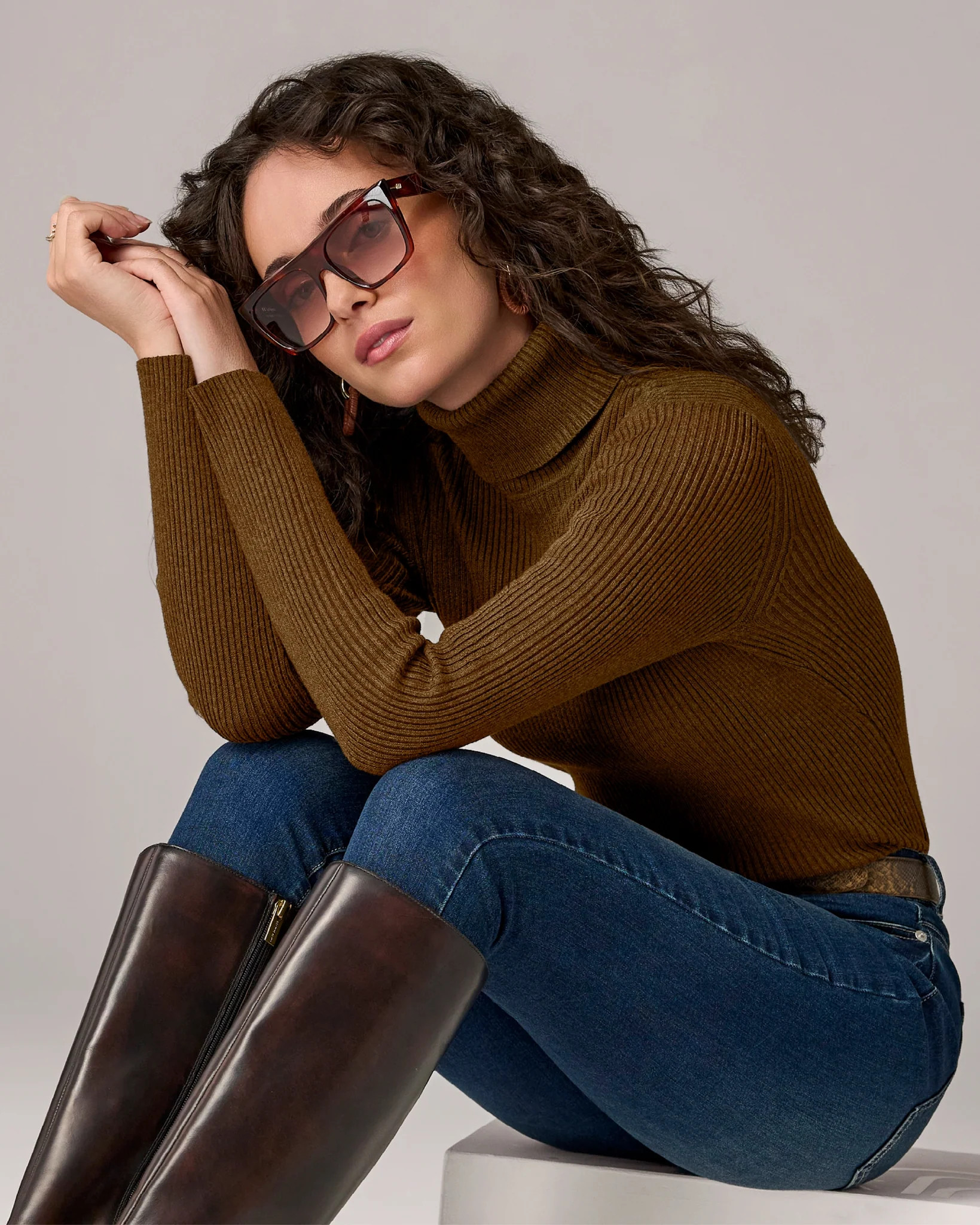 Ribbed Turtleneck Sweater Tortoise Shell | Boston Proper