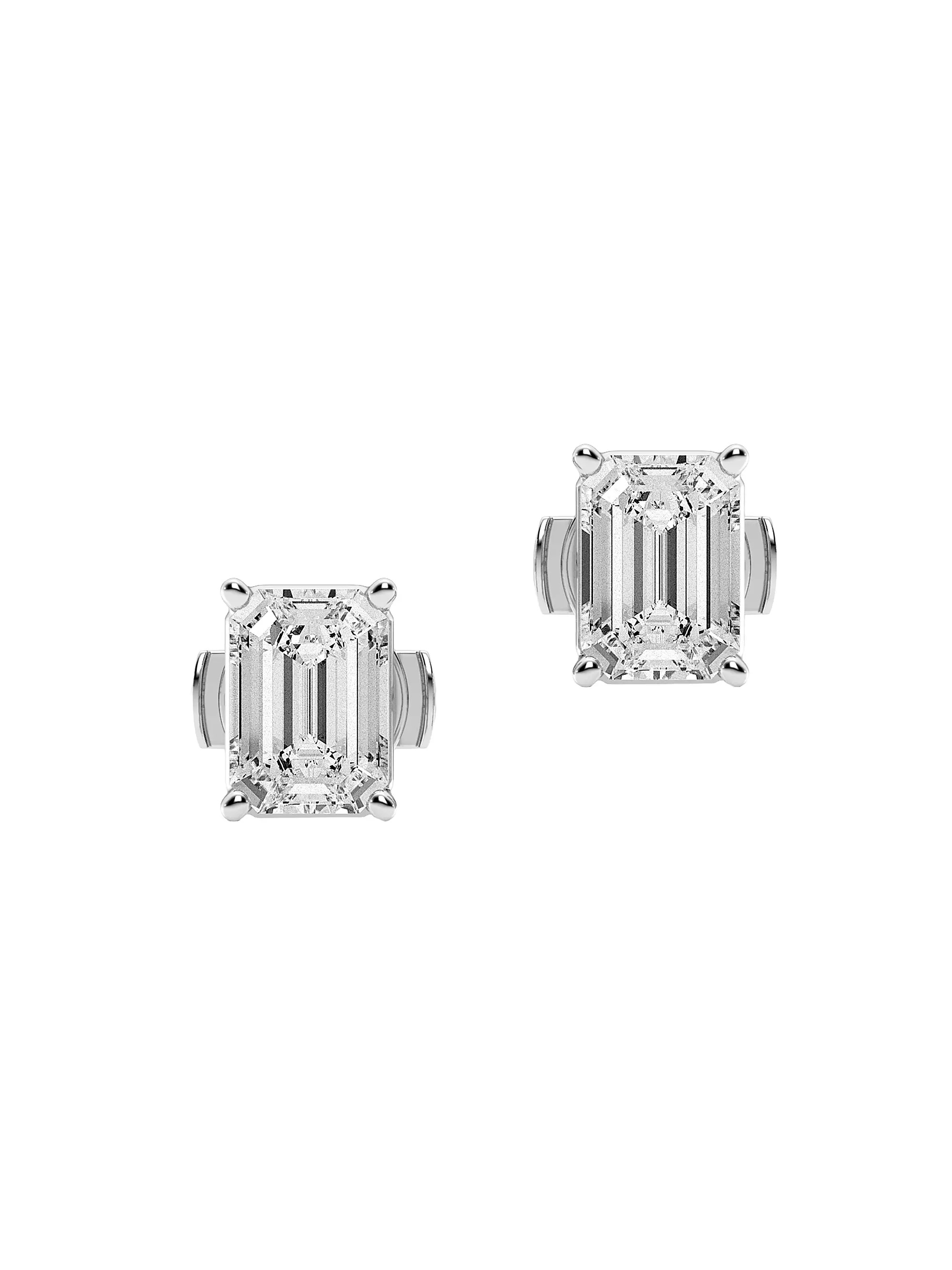 14K White Gold & 2 TCW Emerald-Cut Lab-Grown Diamond Stud Earrings | Saks Fifth Avenue