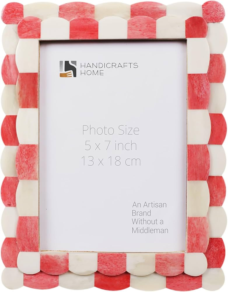 Handicrafts Home Photo Picture Frame - 5" x 7" Handmade Gift Photo Frames - Red & white | Amazon (US)