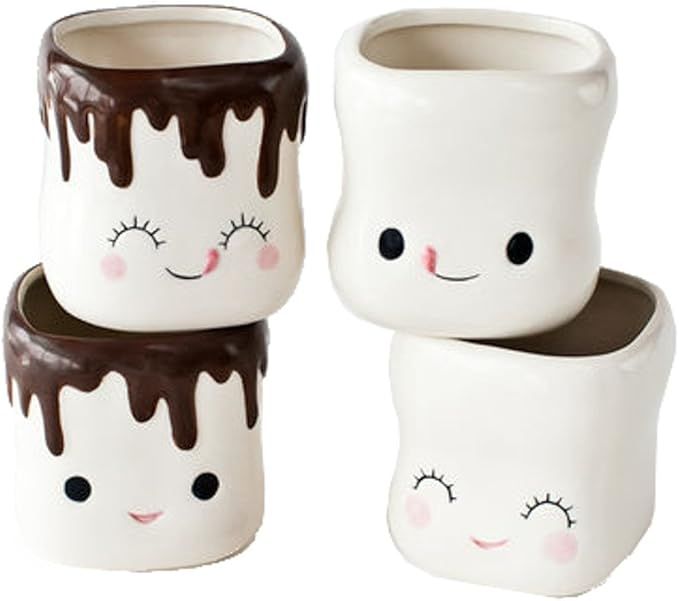 Cute Marshmallow Shaped Hot Chocolate Mugs-Ceramic-Set of 4 | Amazon (US)