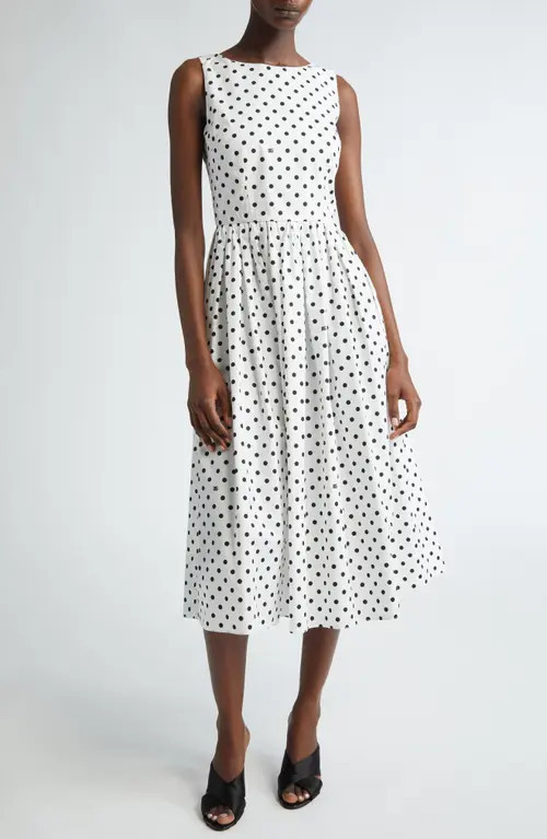 Dolce&Gabbana Polka Dot Sleeveless Cotton Midi Dress in Black/White at Nordstrom, Size 0 Us | Nordstrom