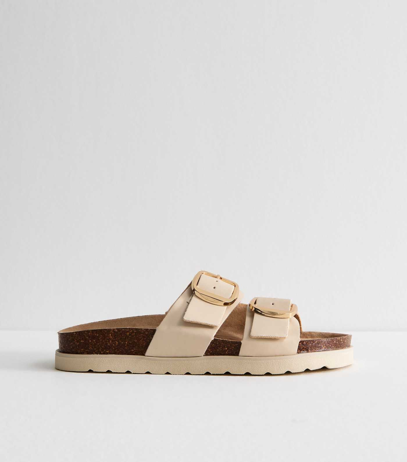 Cream Faux Leather Buckled Strap Sandals | New Look | New Look (UK)