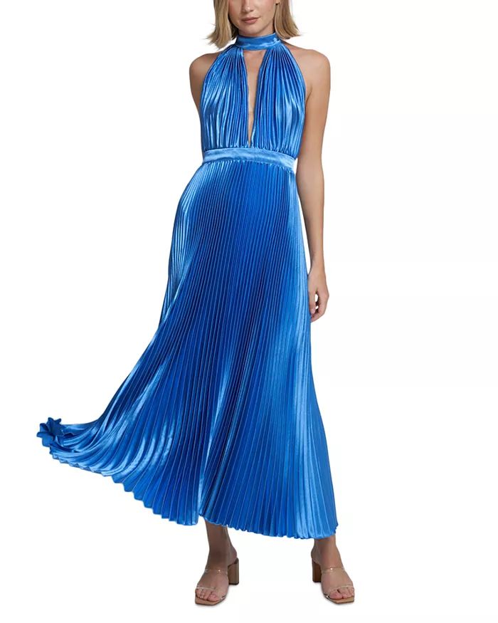 Chateau Pleated Satin Halter Gown | Bloomingdale's (US)