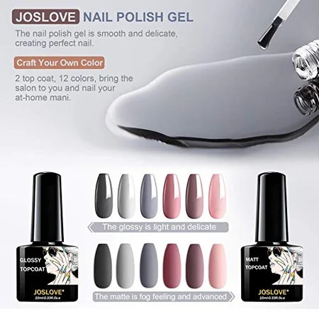 JOSLOVE Gel Nail Polish Kit, Nail Polish Set Gel Nail Kit Matte Gel Nail Polish Starter Kit 6 Colors | Walmart (US)