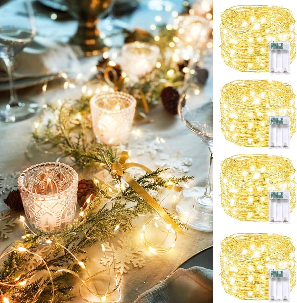 4 Pack 20FT 60LED Fairy Lights Battery Operated, Waterproof Christmas String Lights with Timer, B... | Amazon (US)