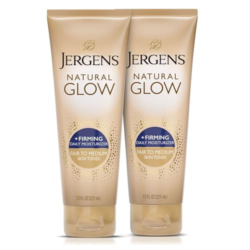 Jergens Natural Glow +Firming Self Tanner Body Lotion, Fair to Medium Skin Tone, Sunless Tanning Moisturizer with Collagen and Elastin. Helps to Visibly Reduce Cellulite, 7.5 Fl Oz (Pack of 2) | Amazon (US)