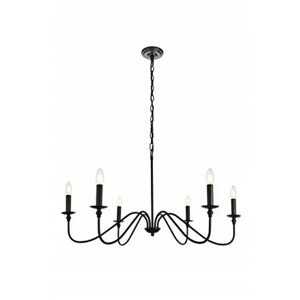 Elegant Lighting Rohan Collection Chandelier D36 H19 Lt:6 Matte Black Finish | Walmart (US)