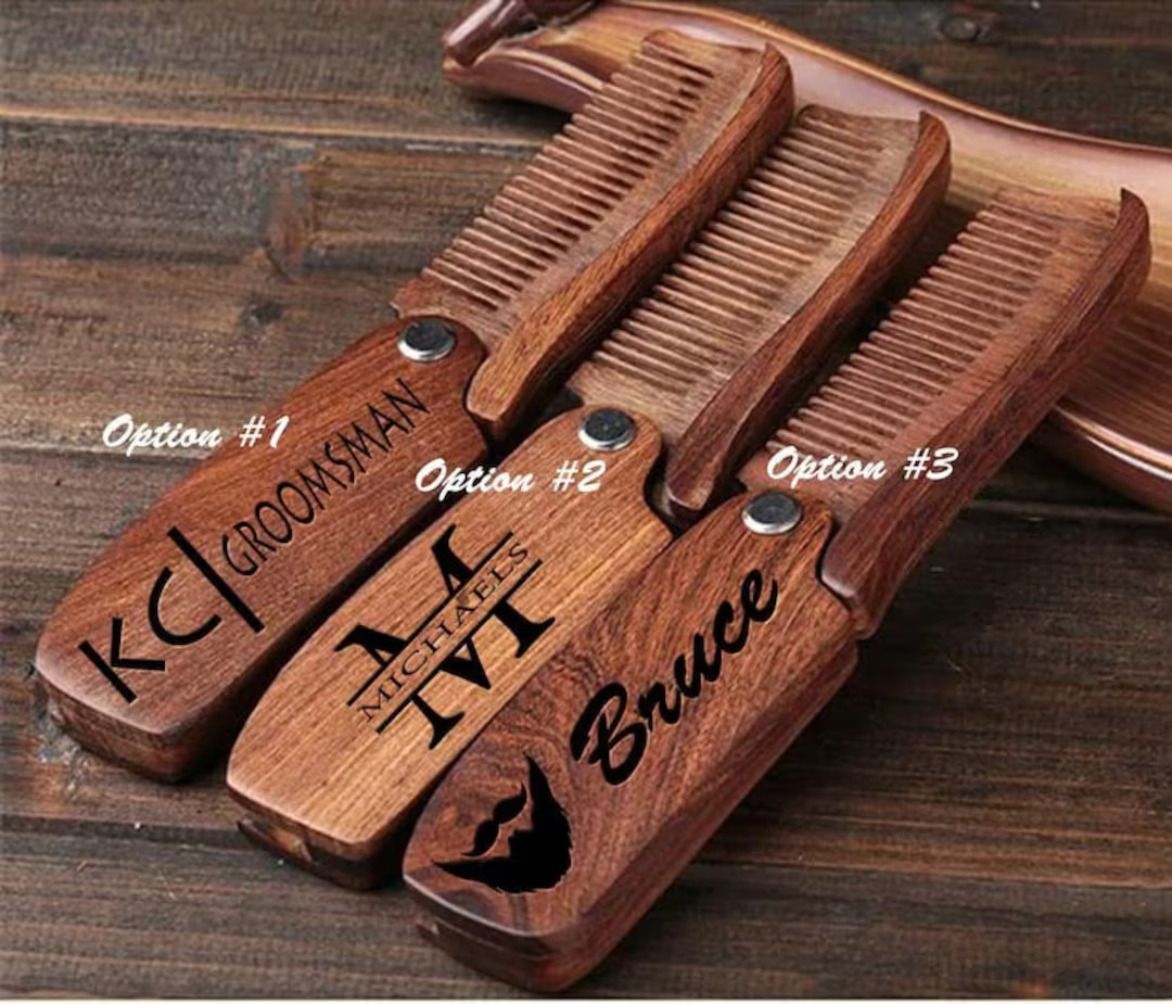 Custom Engraved Beard Comb, Personalized Wooden Comb, Groomsmen Gift Idea, Anniversary or Birthda... | Etsy (US)